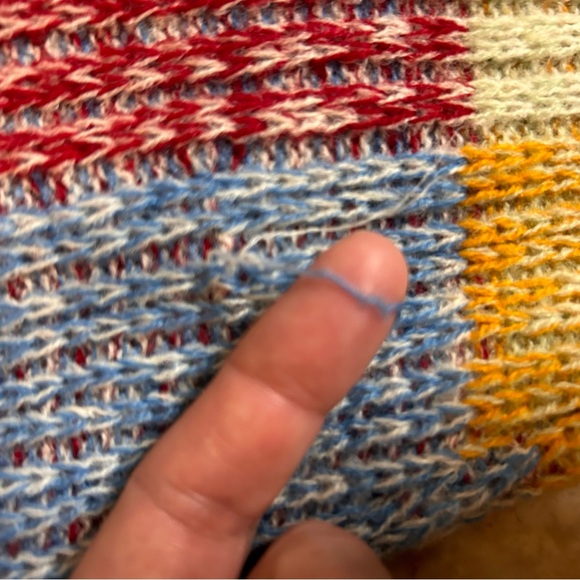 Vintage 70s Man Fare Men’s Patchwork Acrylic Cardigan Sweater Size Large - Picture 8 of 10